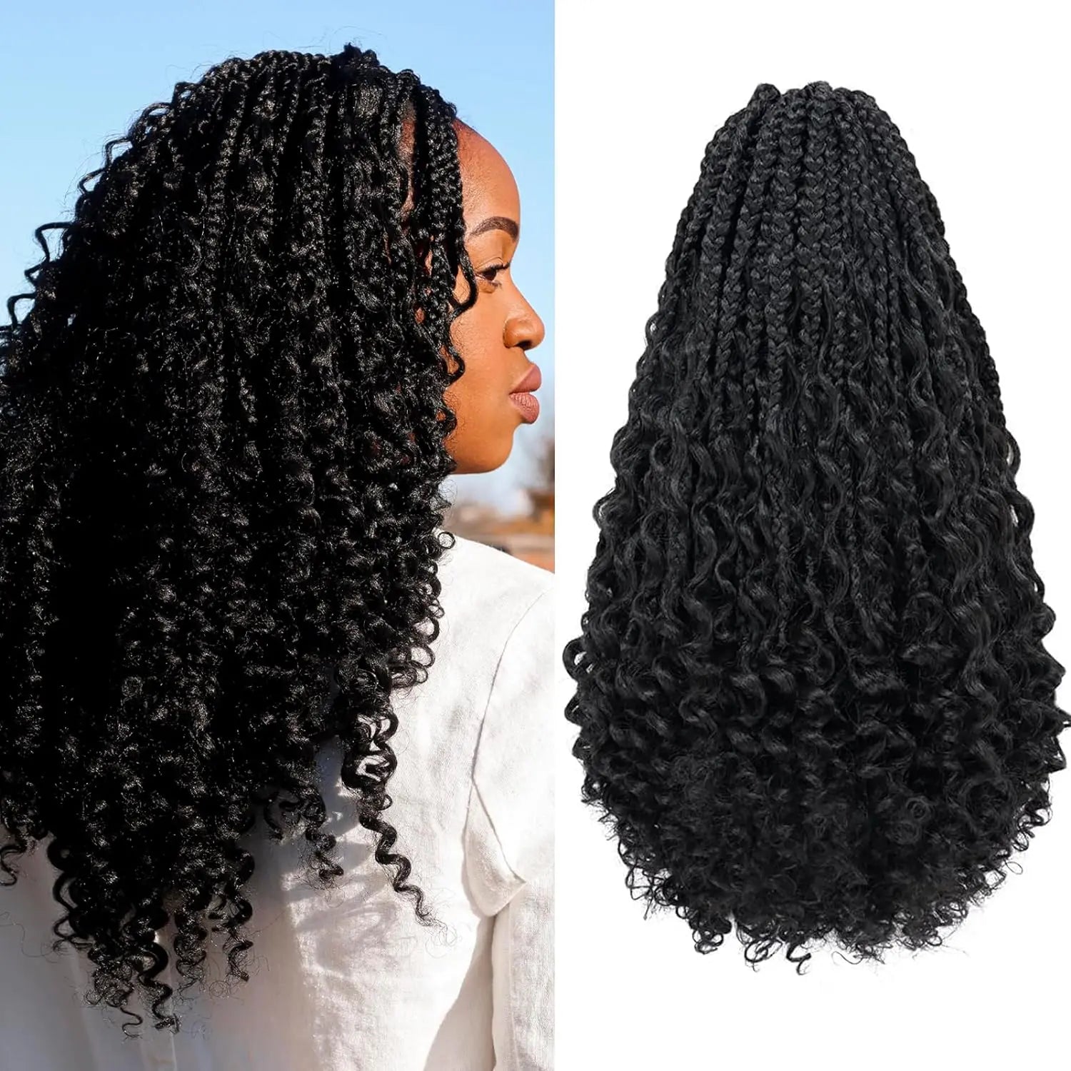 ( US ONLY) FAST SHIPPING GBB | Toyotress® Bohemian Box Braids Crochet Hair - 10 Inch 8 Packs Ombre Brown Blonde Box Braids Crochet Hair Curly End Crochet Braids, Short Pre-looped Synthetic Braidsing Hair Extensions Toyotress